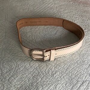 Chic Cream Perforated Leather Belt